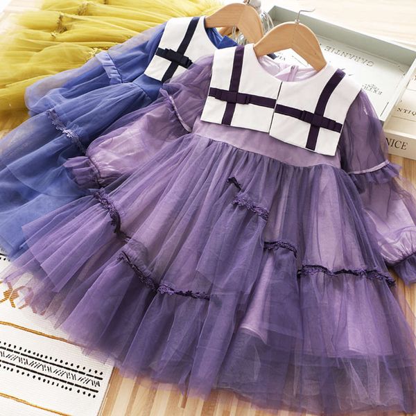 

new children's mh wear 2021 spring stitching girl's irregular lace princs drs, Red;yellow