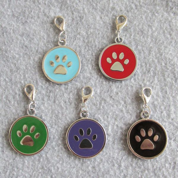 

paw design zinc alloy pet circle dog id tags pendants for small dogs cats