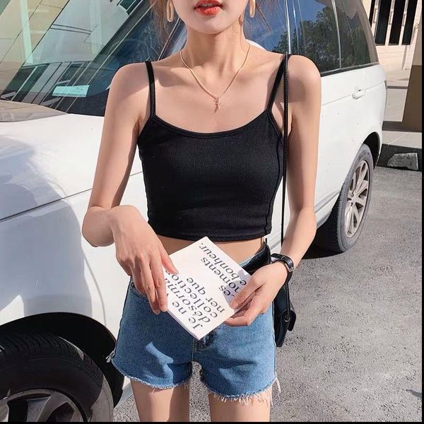 

vest cool crop club 2021 women high street casual camis solid summer tank new female femme streetwear, White