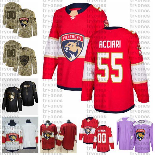 

2021 customize #55 noel acciari florida panthers jerseys golden edition camo veterans day fights cancer custom stitched hockey jerseys, Black;red