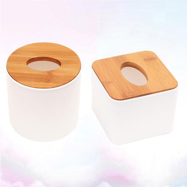 

2pcs removable bamboo wood cover tissue box holder storage organizer fashion tissue holder case for home living room