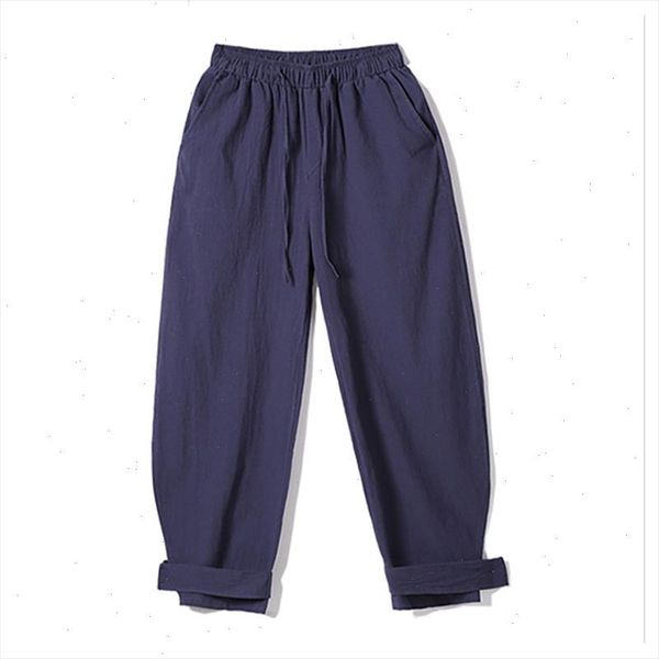 

2021 autumn chinese style loose bloomers mens plus size retro ethnic style casual beam wide leg harem trousers mens clothing, Black
