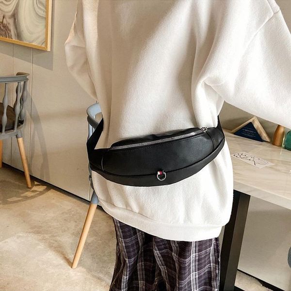 

belt bags leather bags 2020 spring simple trendy style black white solid all-match para couples outdoor bolsas bwb14150-31