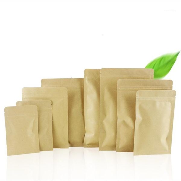

gift wrap 100pcs high barrier kraft paper zipper coffee pouch bag, cookie baking packaging bags1