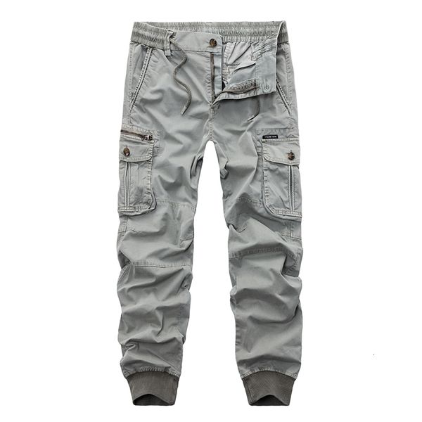 

2021 new brand casual joggers solid color men cotton elastic trousers military style army cargo pants mens leggings 29-38 vmrn, Black