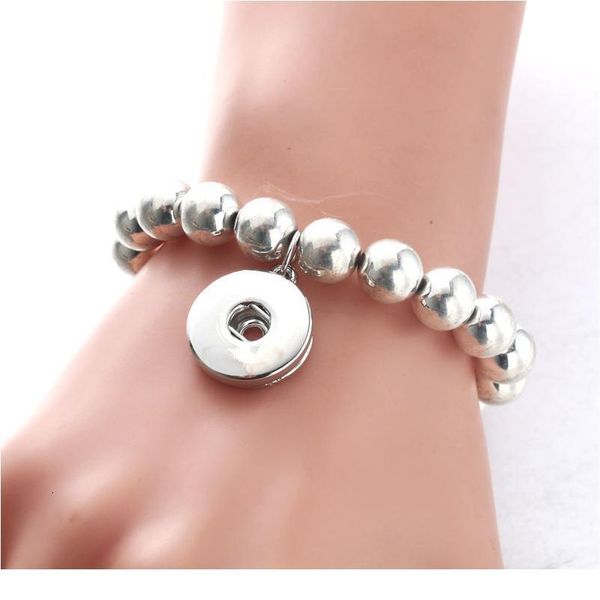 

snap bracelet elasticity 10mm iron beads bracelet fit boom life 18mm snap button jewelry for wo jllivt, Golden;silver
