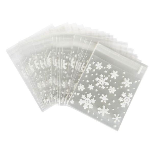 

100 pcs sachets pouches white snowflake packaging bag for cookies biscuits christmas candies