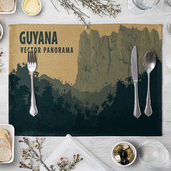 

лесные горные узоры placemat coasters рестораны пейзаж столовый коврик хлопчатобумажная бельневая чашка чашки коврики кухонные прокладки дом