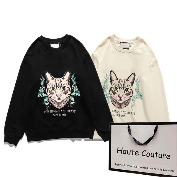 

сделано в италии мужская толстовка 2020 fw новый cat pattern coatherts женские новые толстовки буквальные уличная одежда азиатский размер оп, Black