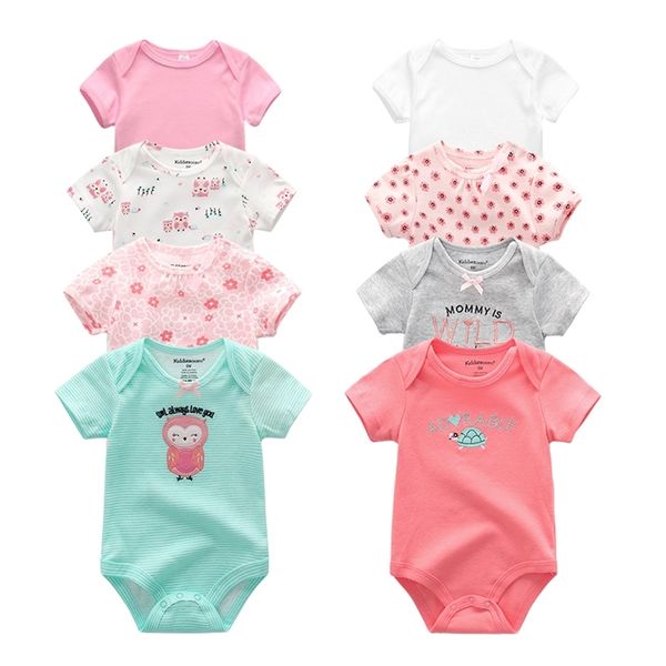 

2019 8pcs/lot girls baby clothing bodysuits baby girl clothes unicorn cotton boys clothes short sleeve roupas de bebe newborn t200706, Blue