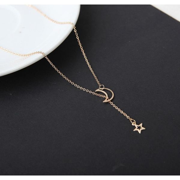 

european and american fashion simple moon star necklace clavicle chain short necklace w sqcudb dh_seller2010, Silver