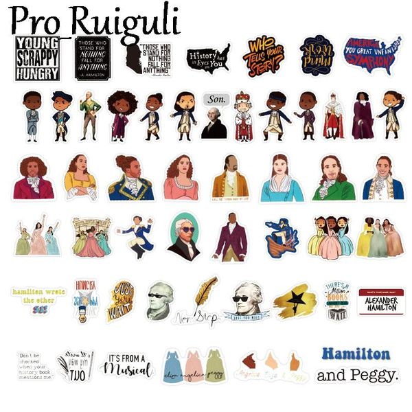

50pcs broadway musical hamilton stickers paster characters funny decals scrapbooking diy phone lapwaterproof decorations bbygcn