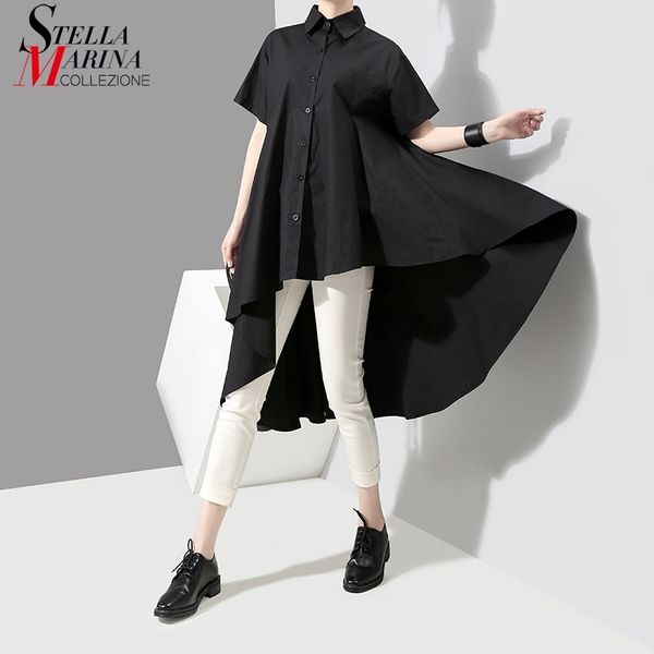 

korean style women summer solid black feminine blouse shirt long back lady casual blouses chemisier femme blusas 3514 y200622, White