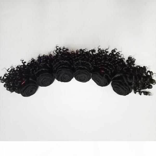 

brazilian virgin hair 300g lot new beautiful short bob type 6inch kinky curly hair double weft indian remy hair extensions 50g pc 6pcs, Black