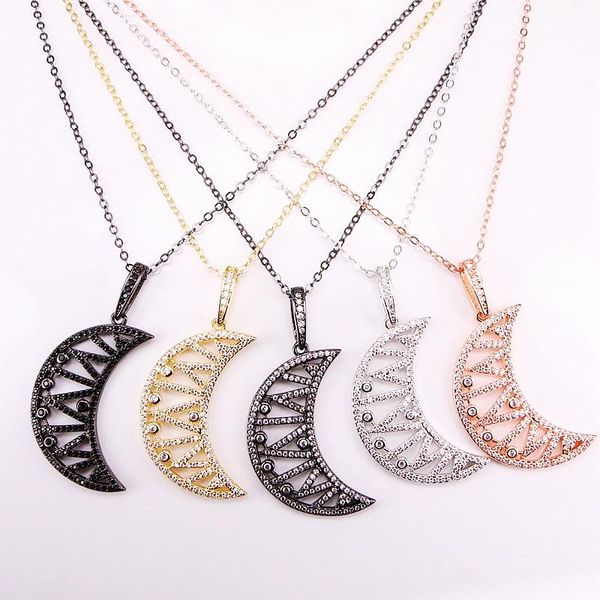 

6 шт., мода хрусталь cz micro pave crescent moon jewelry подвеска ожерелья, Silver
