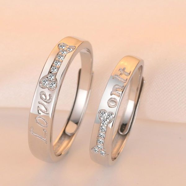 

cluster rings diamond zircon 925 sterling silver couple ring a pair of men and women jewelry accessories wholesale, Golden;silver