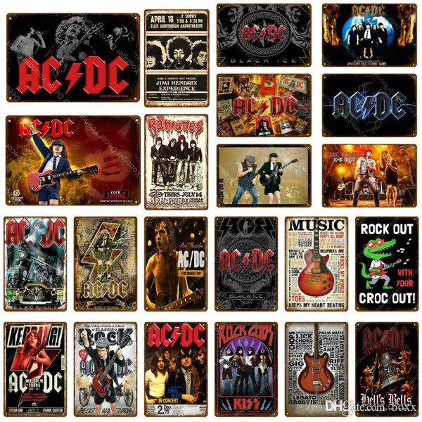 

2021 rock acdc movie vintage metal signs ac dc music club advertising plaque bar cafe pub casino decor wall sticker painting wall poster