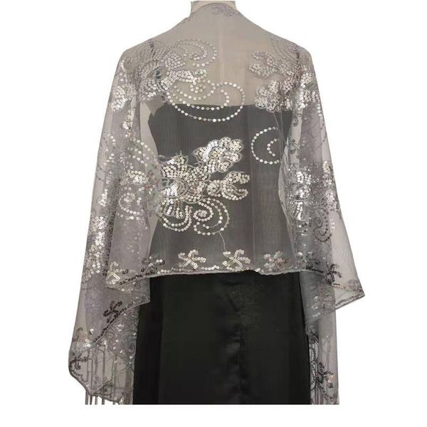 

elegant evening dress shawls ladies tassels embroidery 200*58cm sequins decoration handmade bride banquet accessorie sqcile