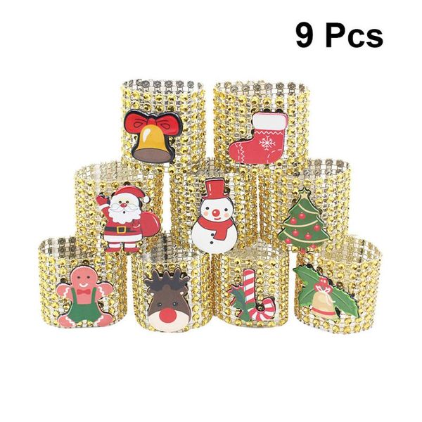 

9pcs napkin ring portable luxury ornaments napkin holder for christmas party