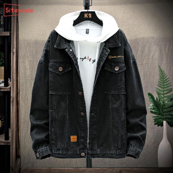 

men's jackets siteweie boys jeans simple casual hip hop jacket for men youth bomber fashion korean style coat clothing g515, Black;brown