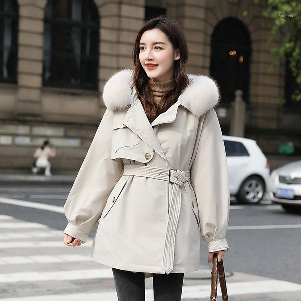 

white duck down 2020 winter new fashion down jacket women's middle long korean waist thickening jacket1, Black