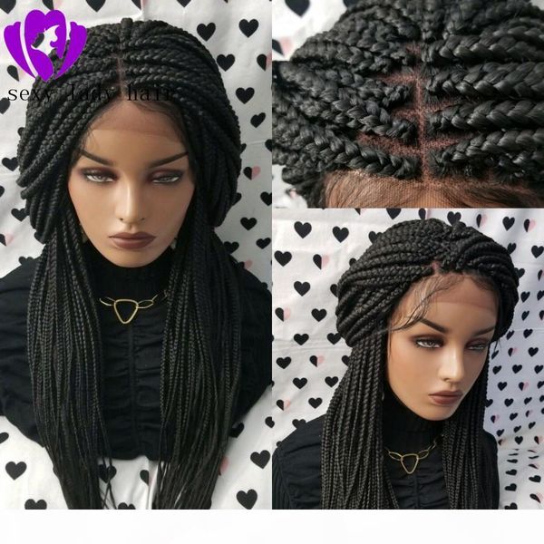 

fully hand braided handmade braid wig lace front wigs black brown blonde ombre color box braids with baby hair for africa women