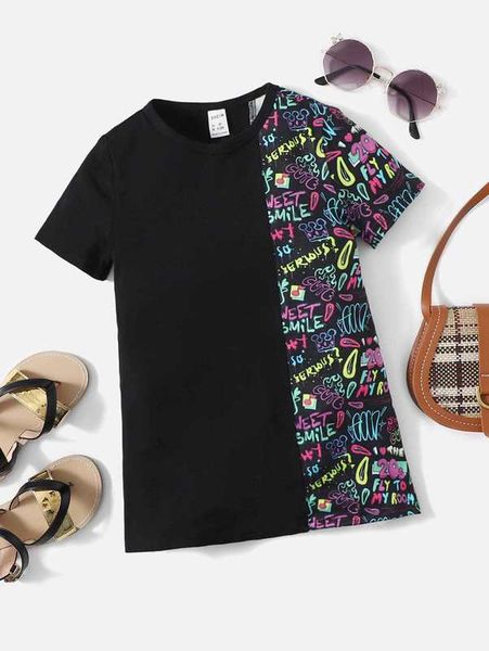 

baby letter graphic splicing dress she, Red;yellow