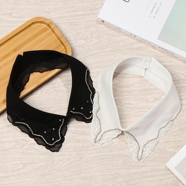 

1pc detachable lapel fake collar ruffles lace cotton shirt fake false collar blouse removable false half shirt blouse ac qylttg, Blue;red