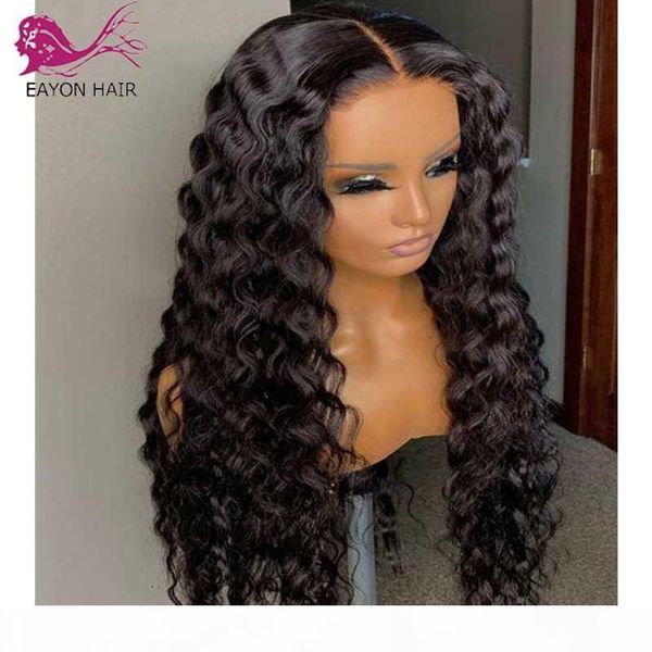 

eayon 5x5 scalp lace front wig pre plucked remy brazilian human hair wigs water wave 4x4 lace closure wig for women, Black;brown