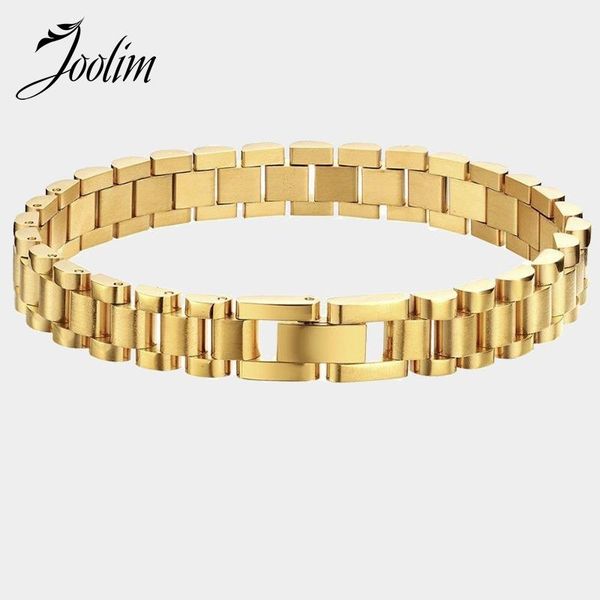 

joolim high end gold finish link chain bracelet adjustable stainless steel bracelet rectangle, Black