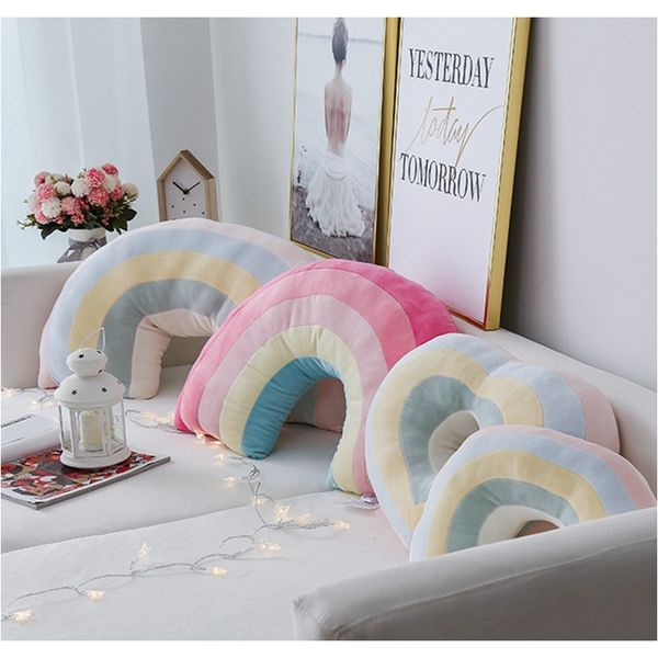 

60см плюшевая радужная подушка фаршированная красочное облако u heasrt в форме броска подушка подушка радуга плюшевая игрушка диван домашний