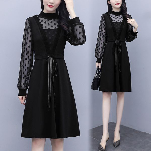 

womens mesh plus size dressed as fat woman wear black 2021-spring long party shirts dress up 3xpb, Black;gray