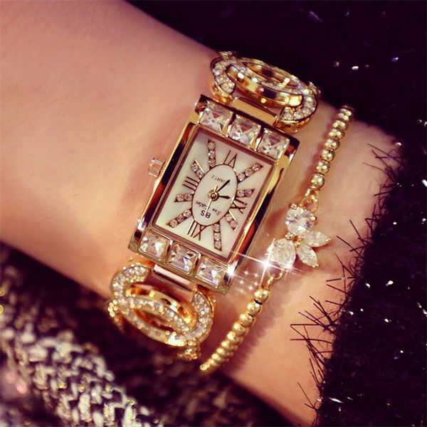 

luxury women fashion ladies quartz dress crystal diamond bracelet watches date clock relojes para mujer 201218, Slivery;brown
