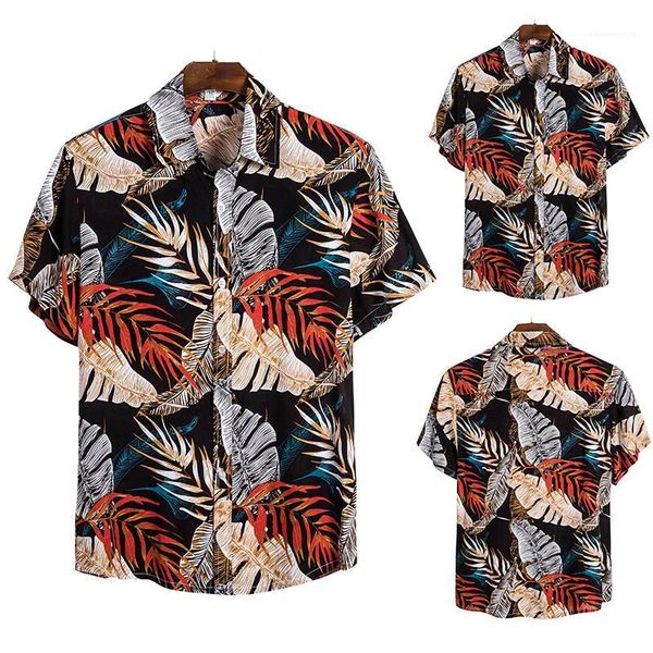 

casual tshirts slim fashion beach holiday style shirts lapel neck short sleeve shirts mens clothes designer print mens, White;black