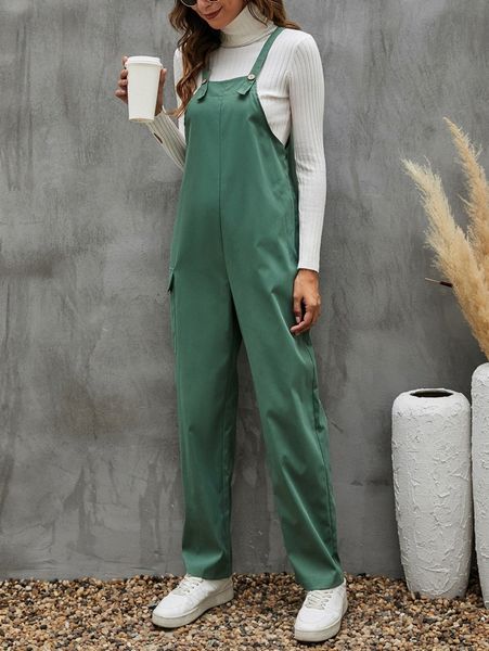

flap pocket overall jumpsuit without e8ay#, White