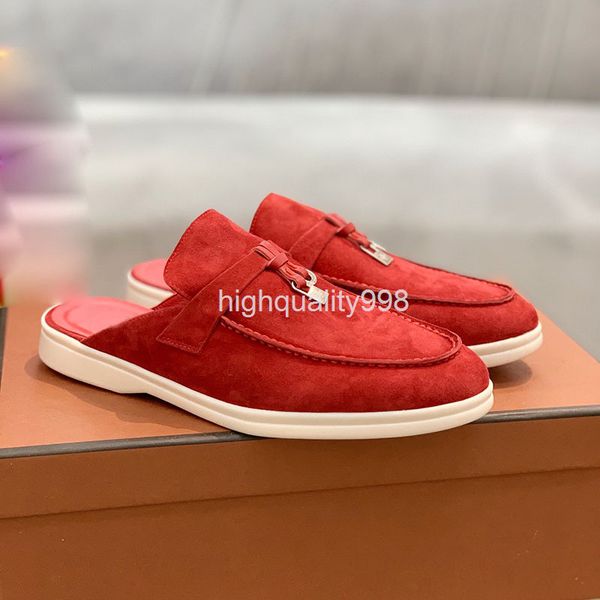 

slippers women's thin fashion flat bottomed baotou half trailer women's muller shoes leisure suede sandals lazy lefu trend single, Black