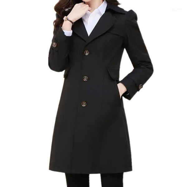 

high-quality women's windbreaker coat spring autumn new 2020 korean fashion slim medium long suit collar small jacket overcoat1, Tan;black