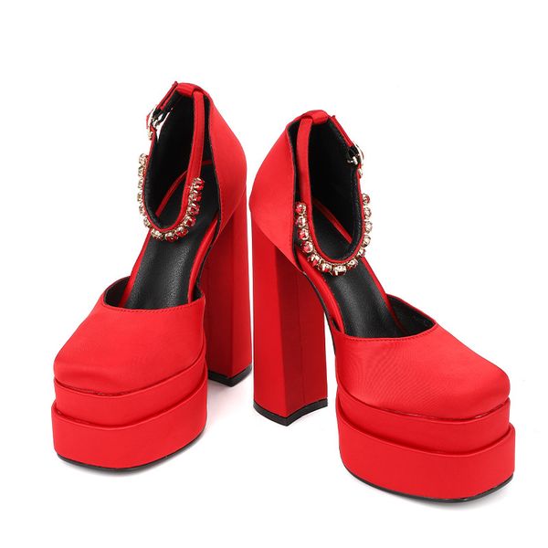 

summer platform women's shoes wedges brand new luxury block heel open toe mixed color buckle women's sandals mixed fashion, Black