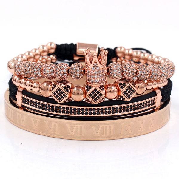

bracelet/crown/2019/for 4pcs/set roman numeral titanium steel bracelet couple lovers/bracelets for women men luxury jewe