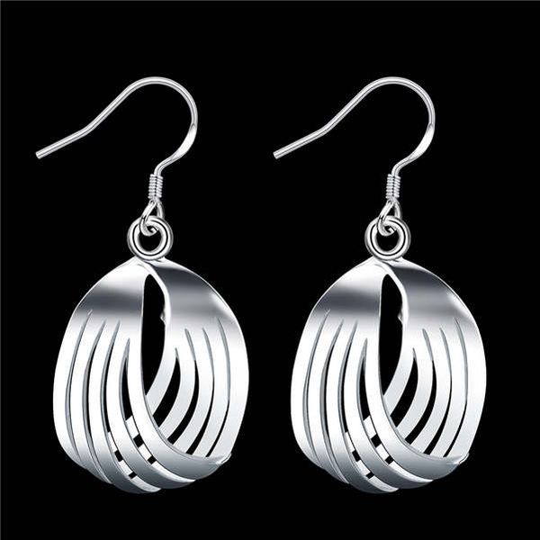 

women's five-line ripple sterling silver plated earrings size 3.9cm*1.7cm dmse229,fashion 925 silver plate earring jewelry charm