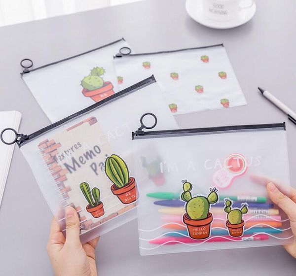 

up bags toiletry travel beauty make female makeup organizer large capacity transparent pens women cactus plastic pencil bag