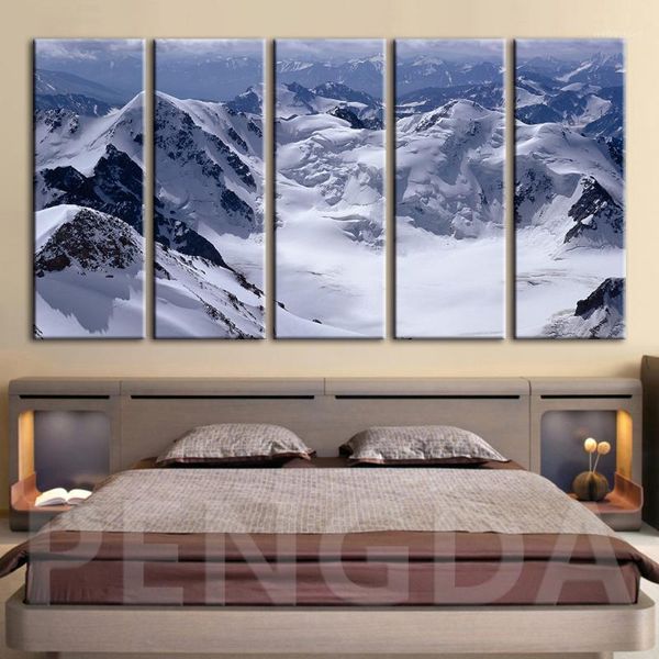 

paintings modern decor living room modular canvas pictures snow mountains landscape wall art framework hd printed poster1