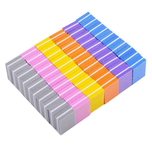

random coloor 50pcs/lot mini sponge nail file candy colors sanding buffer polish block nail files double side manicu jllcpb