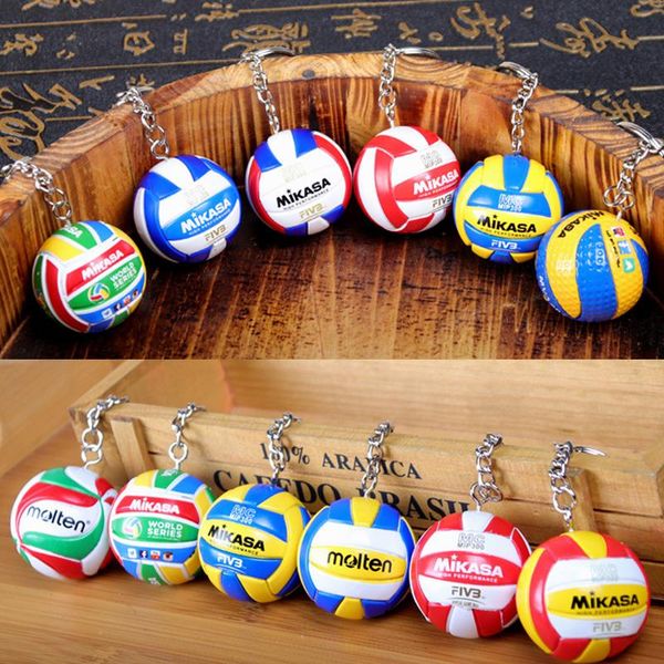 

keychains 20pcs sport beach volleyball pvc keychain key chains chain ring football ball gifts men jewelry keyring, Silver