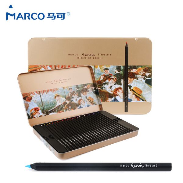 Marco Raffine Belas artes profissionais cor oleosa lápis 48 cores lapis de cor colorido lápis para arte suprimentos estanho caixa y200709