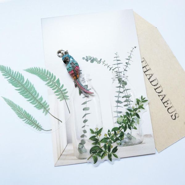 

925 стерлингового серебра красочный попугай кулон очарование 2019 летняя мода ювелирные изделия подарок подходит браслет для женщин мужчины, Black