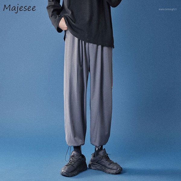 

men's pants men casual harem solid print ankle-length pockets elastic waist loose fashion chic streetwear korean style all-match ins1, Black