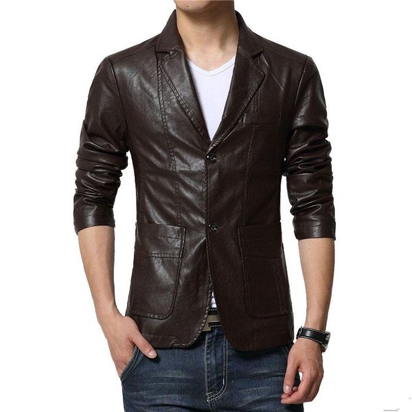

men's fur & faux leather jacket men casual suit mens clothes spring coat stand collar coats autumn motorcycle jackets male, Black