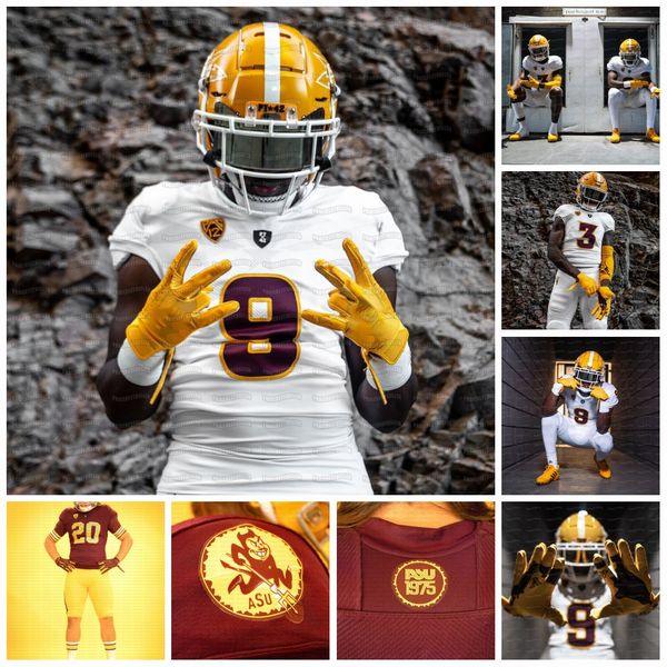 

arizona state sun devils 2020 froze gold jayden daniels darien butler jack jones joey yellen ncaa college football jersey, Black;red