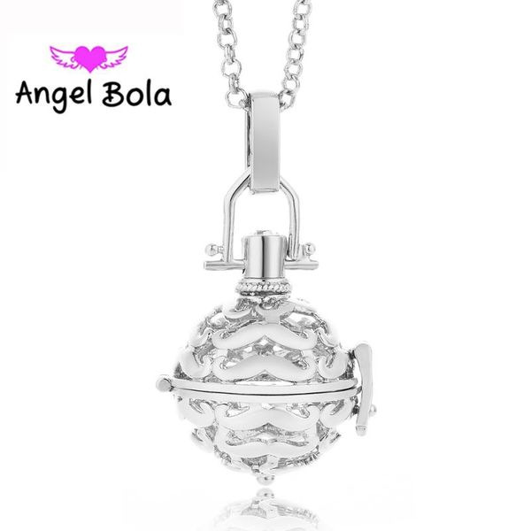 

angel bola metal harmony cage pendant diy essential oil ball jewelry necklaces gift for women perfume pendant l008, Silver